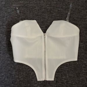 white crop zip up top